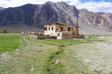 Fototapeta na wymiar village in the mountains in Zanskar valley Zangla Ladakh India