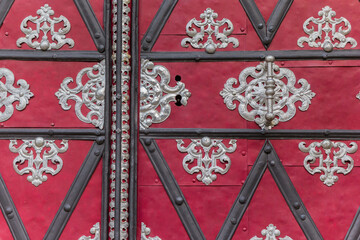 Decorated door of the Loreta cloister in Prague, Czech Republic