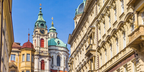 Historic Mala Strana with the Nicholas church in Prague, Czech Republic
