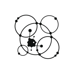 several interlocking circles and a molecule in them
