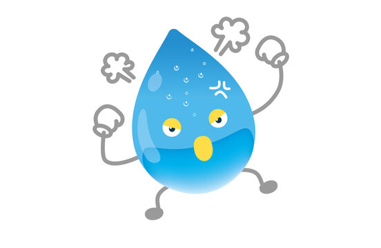 recommend clip art: かわいい水のキャラクターのベクターイラスト（怒るポーズ）