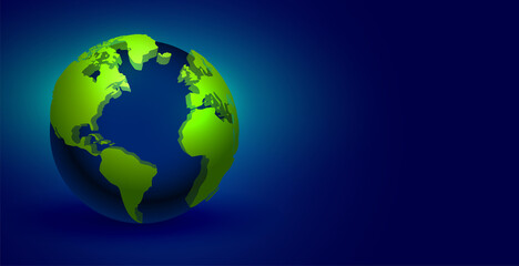 Fototapeta na wymiar realistic 3d earth on blue background