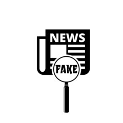 Search fake news icon isolated on white background