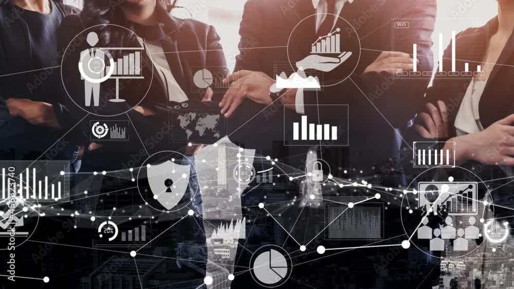 Poster conceptual business dashboard for financial data analysis . 3d render computer graphic .