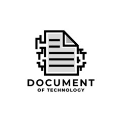illustration of a paper document with electronic circuits around it. good for document management technology company or any business related to document and technology