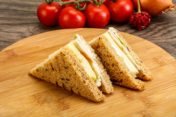 Club sandwich with chicken and cheese