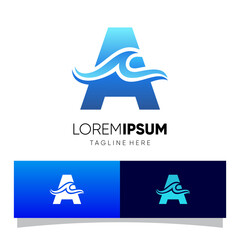 Fototapeta premium Letter A Water Wave Logo Design Vector Icon Graphic Emblem Illustration