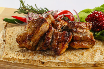 Grilled pork ribs barbecue