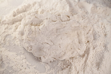 Wheat dough in the kitchen close