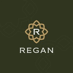 Premium monogram letter R initials logo. Universal symbol icon design. Luxury abc ornament logotype.