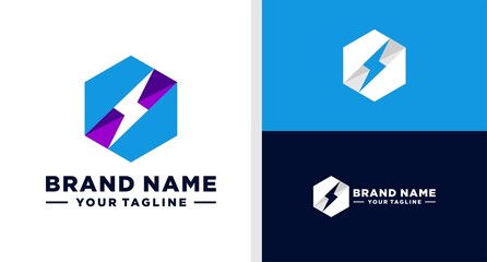 BOLT LOGO HEXAGONAL TECHNOLOGY EDITABLE