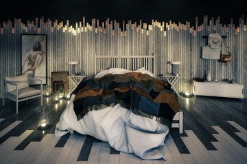 Gentle Bedroom Design Arrangement in Wood - 3D Visualization