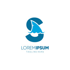 Letter S Shark Fin Logo Design Vector Icon Graphic Emblem Illustration