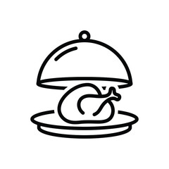 Black line icon for dish