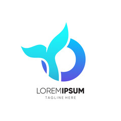 Letter O Whale Tail Logo Design Vector Icon Graphic Emblem Illustration