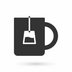 Grey Cup of tea icon isolated on white background. Vector