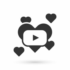 Grey Romantic movie icon isolated on white background. Love film. Vector