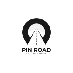 Pin road logo design template