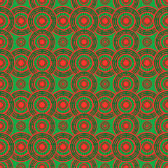 Abstract graphic seamles design in red and green color pattern with eye bull that repeat and overlapping.Vector beautiful pattern design for decorating , fabric, wrapping, textile, wallpaper, apparel.