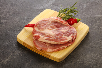 Raw pork meat neck steak