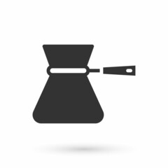 Grey Coffee turk icon isolated on white background. Coffee cezve. Vector