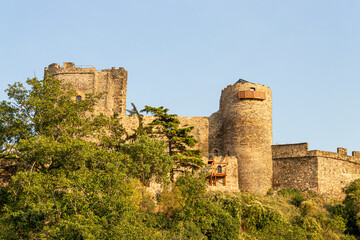 Fototapeta premium Ponferrada, Spain. Views of the Castillo de los Templarios (Castle of the Knights Templar), from the Avenida del Sil