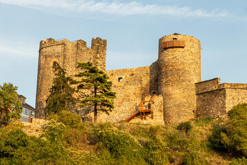 Fototapeta na wymiar Ponferrada, Spain. Views of the Castillo de los Templarios (Castle of the Knights Templar), from the Avenida del Sil