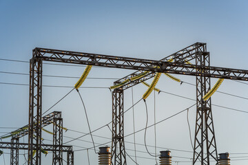 Electrical pylon and high voltage power lines.