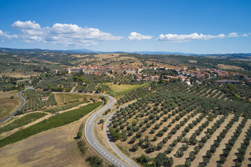 aerial view of the medieval town of Magliano in Tuscany