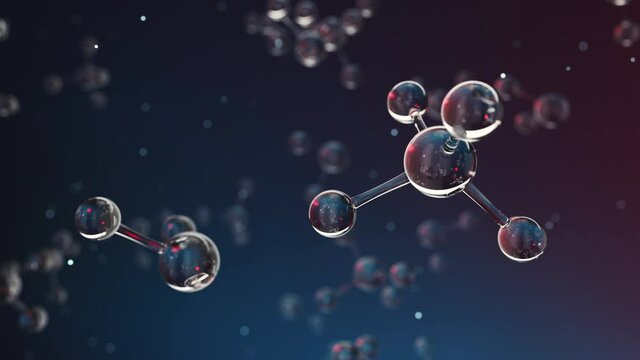 Chemical molecule with dark background, 3d rendering.