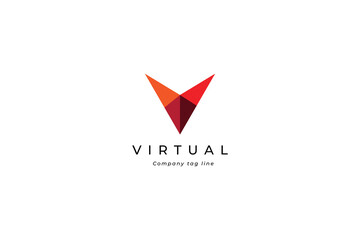 Letter V creative and simple technological electric modern business logo