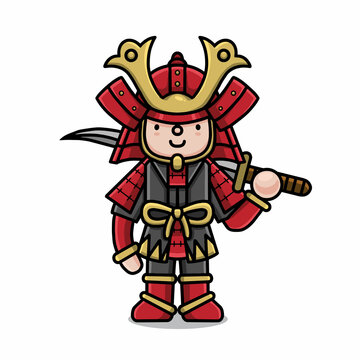 cute samurai warrior vector