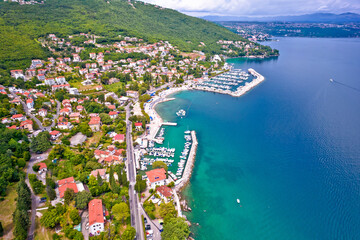 Icici beach and waterfront in Opatija riviera aerial view