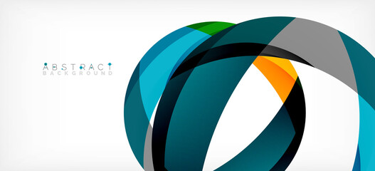 Geometric abstract background. Circle created with overlapping color shapes. Vector Illustration For Wallpaper, Banner, Background, Landing Page