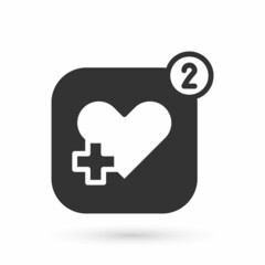 Grey Smartphone with heart rate monitor function icon isolated on white background. Vector