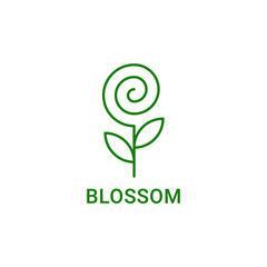 Flower logo in line art design with spiral candy stick in green color