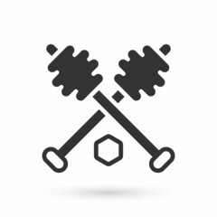 Grey Honey dipper stick icon isolated on white background. Honey ladle. Vector