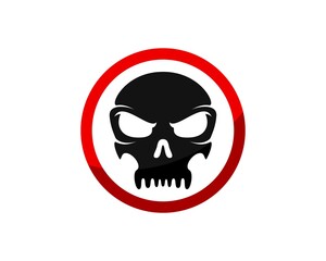 Red circle shape with simple skull inside