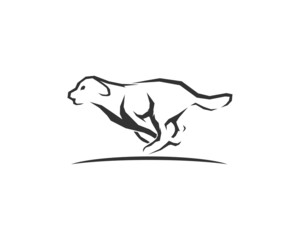 Obraz premium Running dog silhouette vector illustration logo