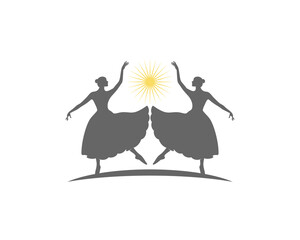 Fototapeta premium Woman ballerina silhouette face to face illustration
