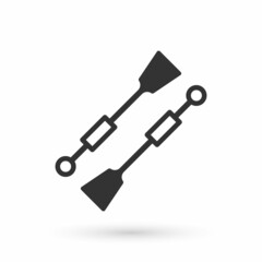 Grey Oars or paddles boat icon isolated on white background. Vector