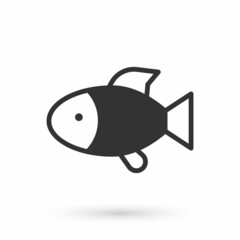 Grey Fish icon isolated on white background. Vector