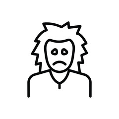 Black line icon for sad