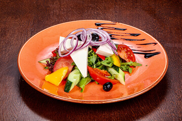 Traditional Greek salad with feta cheese