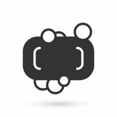 Obraz premium Grey Bar of soap icon isolated on white background. Soap bar with bubbles. Vector