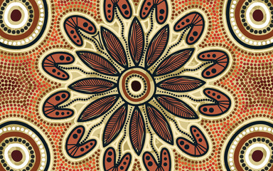 Aboriginal dot artwork with leaves