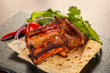 Tasty hot Pork ribs barbecue