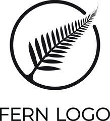 fern leaf or allblack logo design - obrazy, fototapety, plakaty