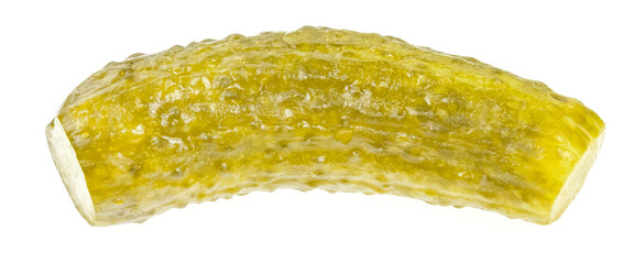 Pickled cucumbers isolated on white background. marinated pickles. salted cucumbers close up