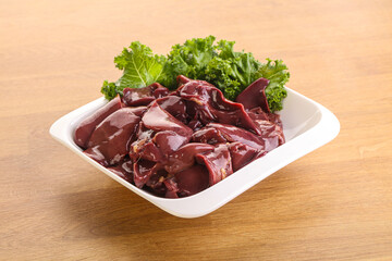 Raw chicken liver in the bowl